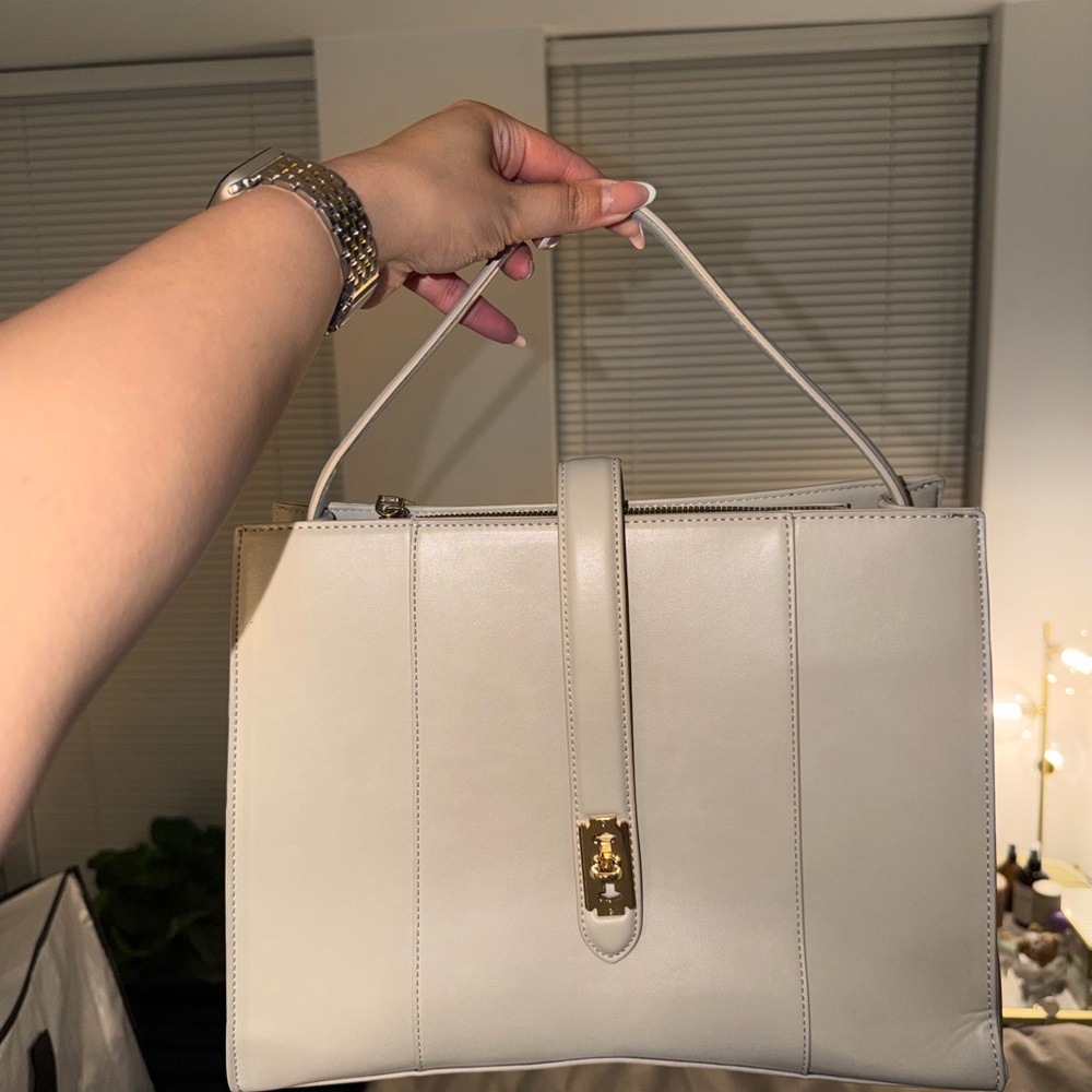 Faux Leather Cream Handbag